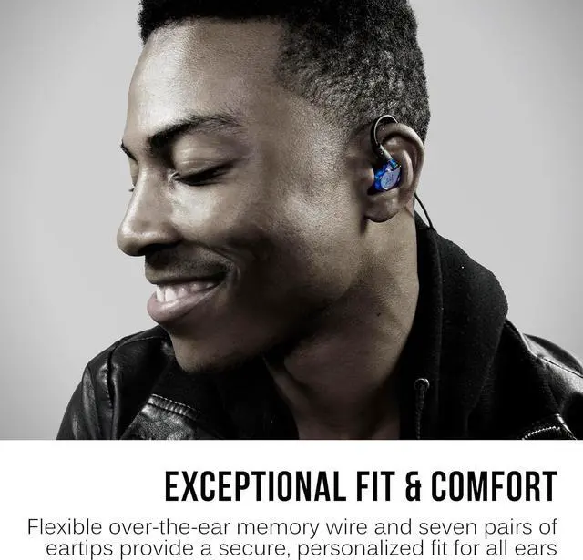 Alt view image 4 of 7 - MEE Audio M6 Pro 2nd Generation Universal-Fit Noise-Isolating Musicians in-Ear Monitors with Detachable Cables (Blue)