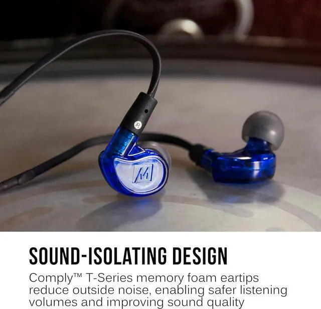 Alt view image 6 of 7 - MEE Audio M6 Pro 2nd Generation Universal-Fit Noise-Isolating Musicians in-Ear Monitors with Detachable Cables (Blue)