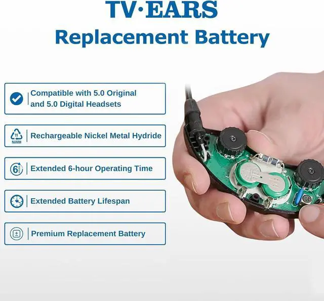 Alt view image 2 of 7 - TV Ears Headset Battery 5.0, 40810, Green, One Size