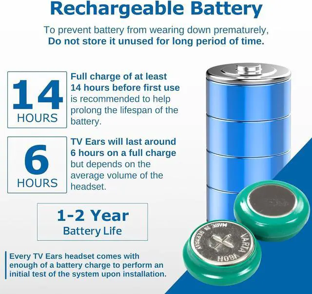 Alt view image 5 of 7 - TV Ears Headset Battery 5.0, 40810, Green, One Size