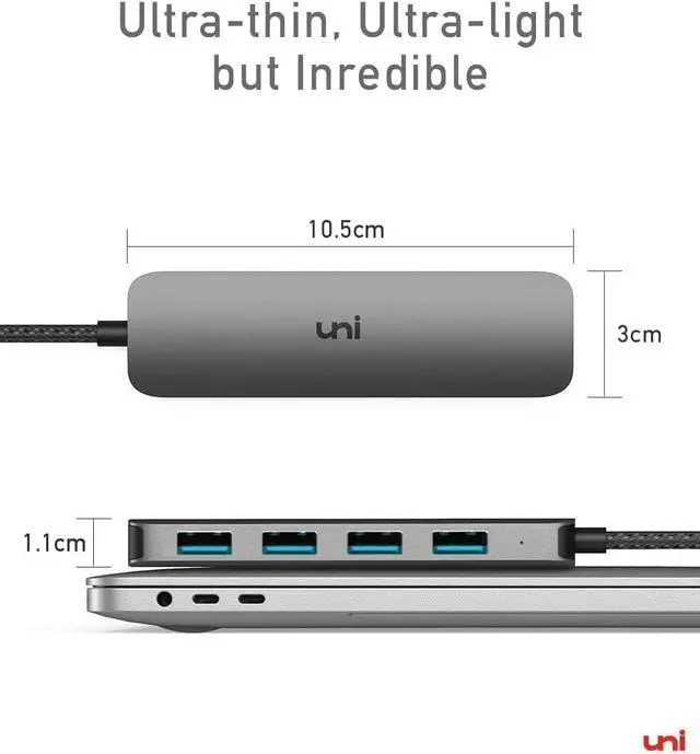 Alt view image 7 of 7 - USB C to USB Hub Multiport Adapter Aluminum 4 Ports USB C Splitter for Laptop Slim Thunderbolt 3/4 Data USB Hub Compatible for MacBook Pro/Air iPad Pro  Chromebook | Keyboard Mouse HDD