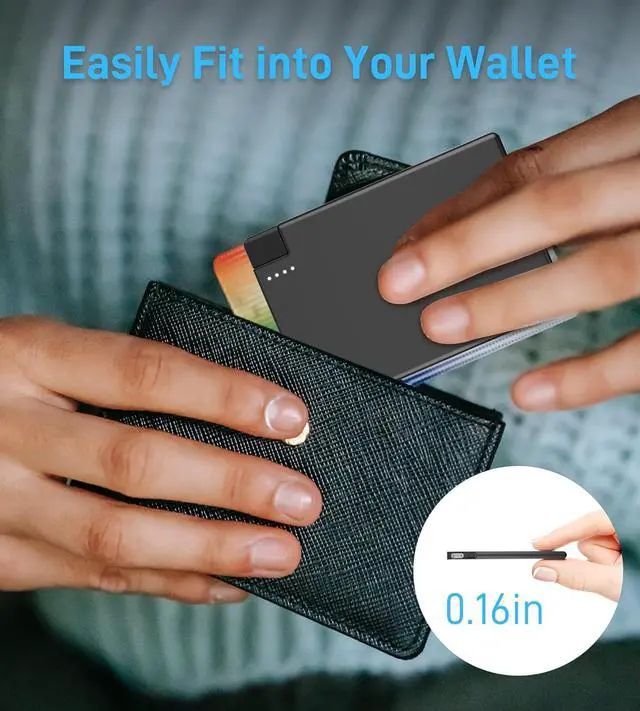 Alt view image 5 of 6 - TNTOR Portable Phone Charger with Built in Lightning Cable, Credit Card Size Extra Slim Power Bank for Pocket Wallet Compatible with iPhone 14/13/12/11/X/8 Series (Not for iPhone 15 16 Series)