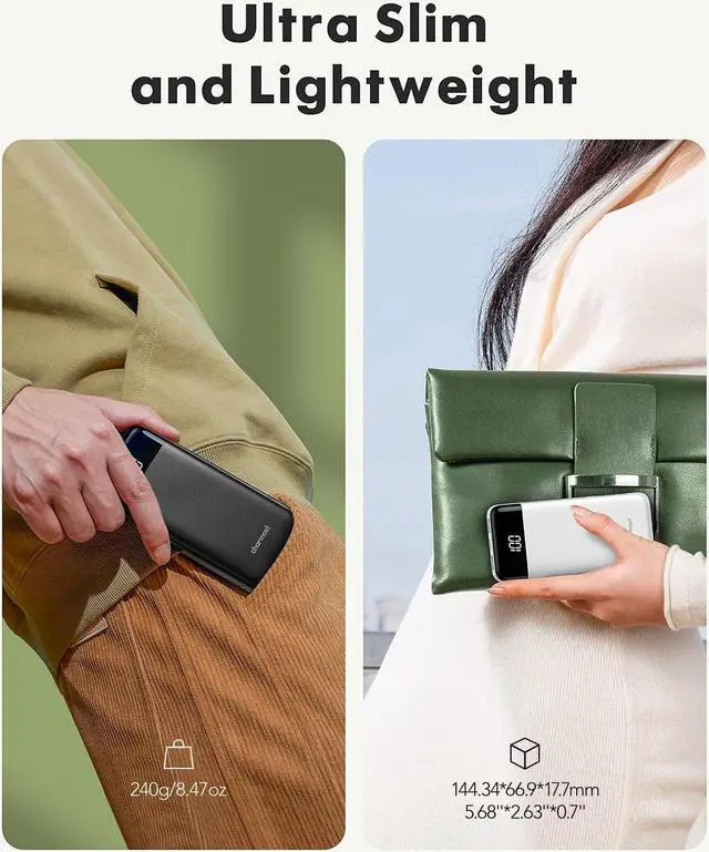 Alt view image 3 of 7 - 2 Packs Portable Chargers with Built in Cables 2PCS Slim 10000mAh Travel Essentials Battery Pack 6 Outputs 3A Power Banks for iPhone  Pixel LG Moto iPad