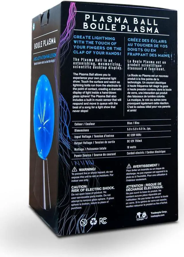 Alt view image 3 of 6 - Tradeopia 6 Inch Blue Plasma Ball, Touch and Sound Sensitive, Novelty Lamp, Electric Plasma Ball, Magic Plasma, Plasma Ball for Home, Office, Bedroom, and Party Christmas Gift for Kids and Adults