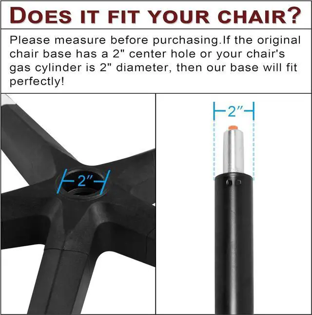 Alt view image 7 of 7 - Frassie 28 inch Nylon Gaming Chair Base Replacement with 5 Casters, Heavy Duty Office Chair Base Part