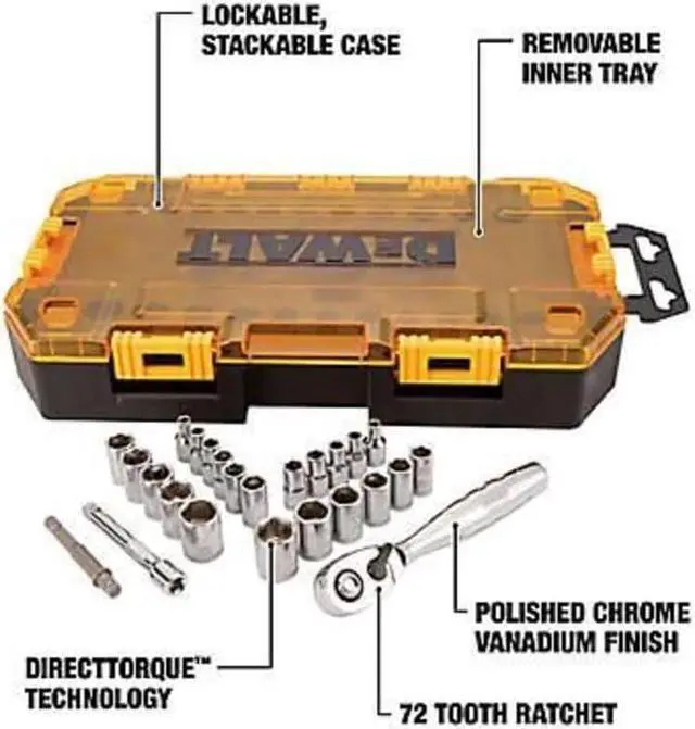 Alt view image 3 of 4 - DEWALT Drive Socket Set, SAE/Metric, 1/4-Inch Drive, 25-Piece (DWMT73805)