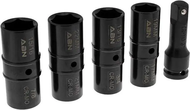 Alt view image 3 of 7 - ABN Double Side Lug Nut Socket Set, 5Pc - 1/2-Inch Drive Flip Impact Sockets Lug Nut Extractor Set Reversible Sockets