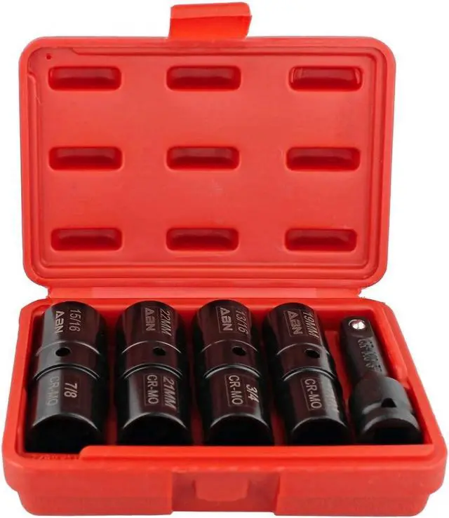 Alt view image 2 of 7 - ABN Double Side Lug Nut Socket Set, 5Pc - 1/2-Inch Drive Flip Impact Sockets Lug Nut Extractor Set Reversible Sockets