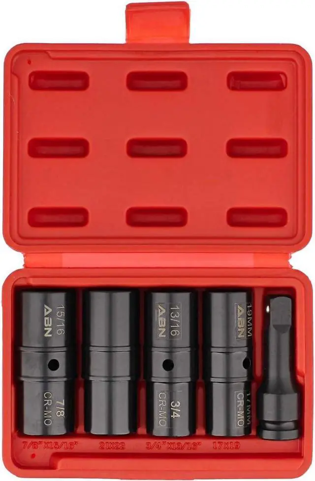 Alt view image 6 of 7 - ABN Double Side Lug Nut Socket Set, 5Pc - 1/2-Inch Drive Flip Impact Sockets Lug Nut Extractor Set Reversible Sockets