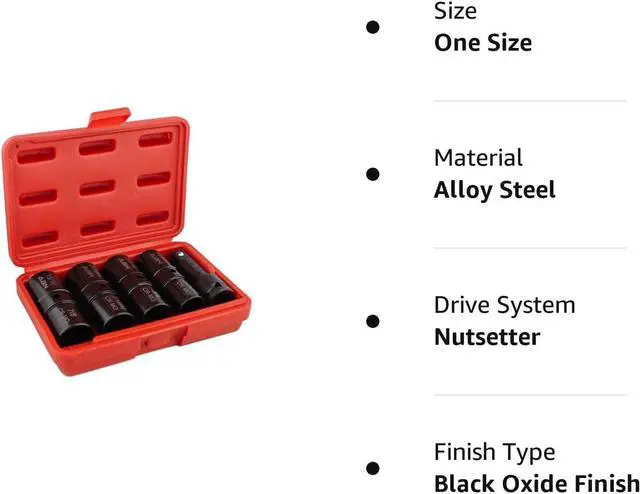 Alt view image 7 of 7 - ABN Double Side Lug Nut Socket Set, 5Pc - 1/2-Inch Drive Flip Impact Sockets Lug Nut Extractor Set Reversible Sockets
