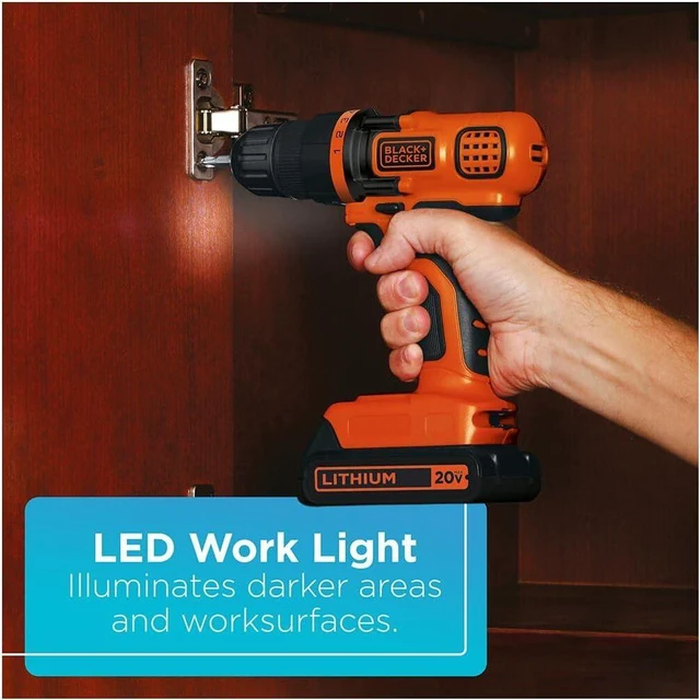 Alt view image 4 of 6 - BLACK+DECKER 20V MAX Cordless Drill and Impact Driver, Power Tool Combo Kit with Battery and Charger (BD2KITCDDI)