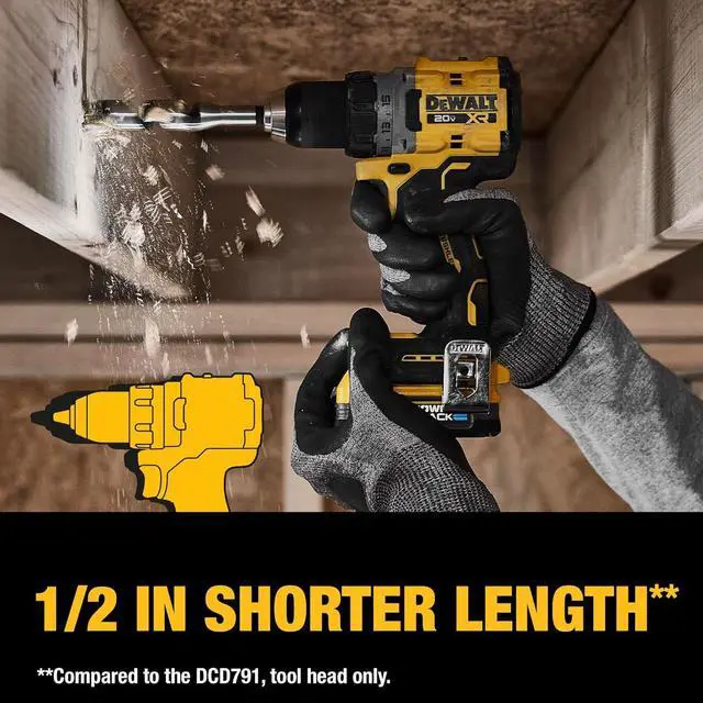 Alt view image 6 of 7 - DEWALT 20V MAX* XR Cordless Drill/Driver Kit, Brushless, Compact, with 2 Batteries and Charger (DCD800D2)