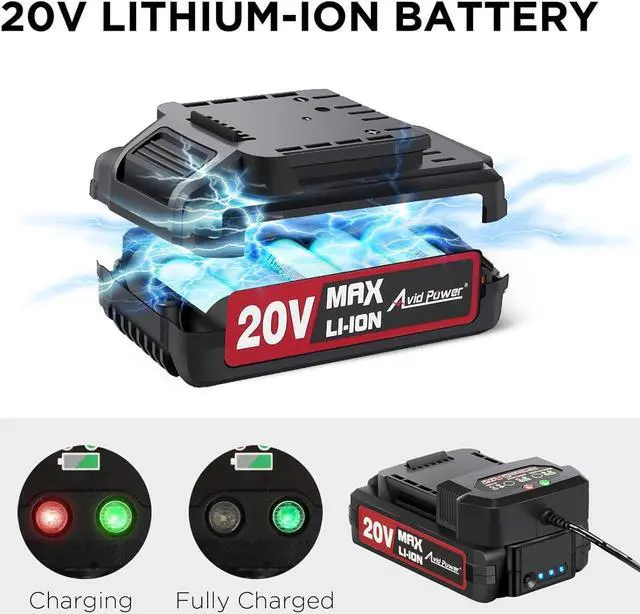 Alt view image 6 of 7 - 20V MAX Lithium lon Cordless Drill Set Power Drill Kit with Battery and Charger 3/8-Inch Keyless Chuck Variable Speed 16 Position and 22pcs Drill Bits (Red)