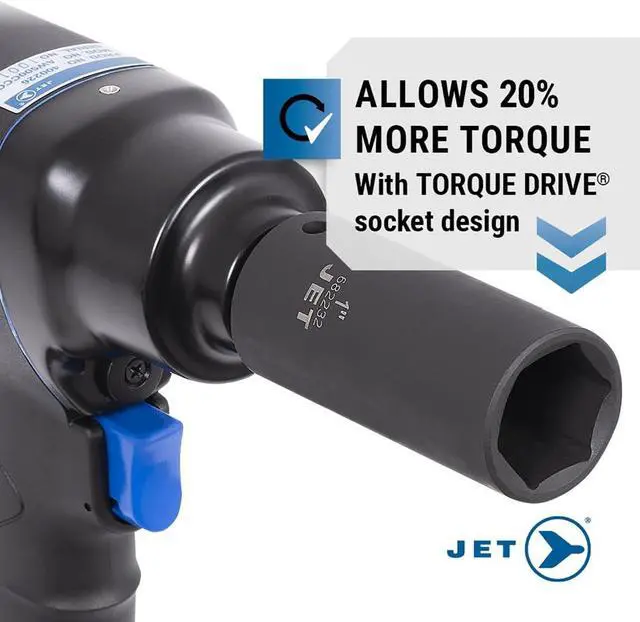 Alt view image 3 of 7 - JET 1/2 Inch Drive Impact Socket Set - 6 Point Professional Impact Sockets - Deep SAE - 13 Pieces