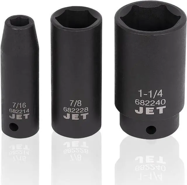 Alt view image 7 of 7 - JET 1/2 Inch Drive Impact Socket Set - 6 Point Professional Impact Sockets - Deep SAE - 13 Pieces