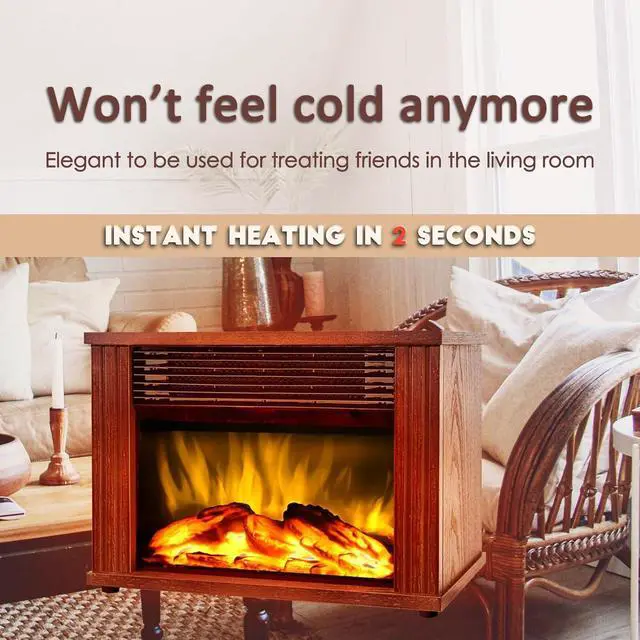 Alt view image 5 of 6 - DONYER POWER Mini Electric Fireplace 1500W Tabletop Fireplace Heater Protable, Wood Fram