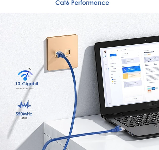 Alt view image 2 of 7 - PrimeCables Cat6 Ethernet Cable 75ft Internet Cable 10Gbps Support Cat8 Cat7 Network, RJ45 Patch Cable Ethernet Bare Copper Network 550MHz UTP - Blue