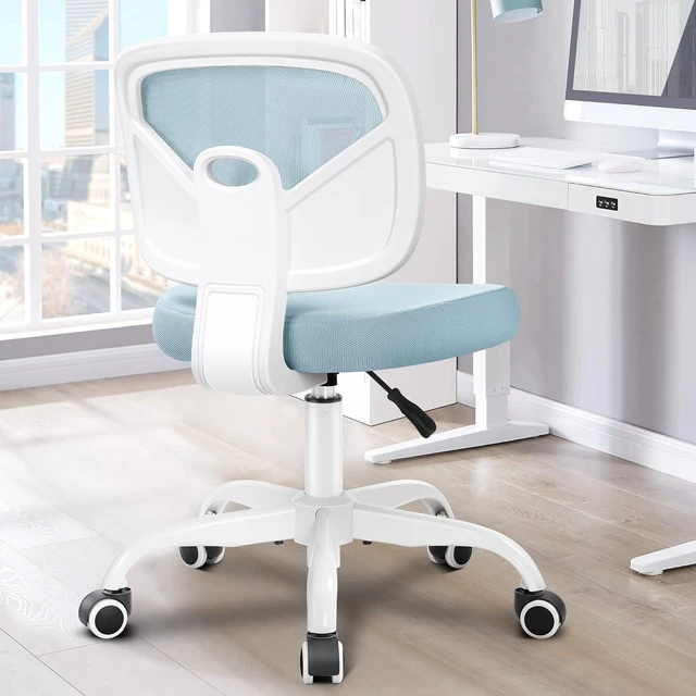 Alt view image 2 of 7 - Primy Desk Office Chair Armless, Home Office Desk Chair Adjustable Height, Mid-back Ergonomic Desk Chair Breathable Mesh Desk Chairs with Wheels for Office Bedroom Studying Room(Light Blue)