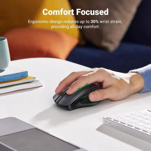 Alt view image 2 of 7 - Wireless Mouse 2.4G with USB Receiver 5-Level 4000 DPI 6 Buttons 18 Months Battery Life Cordless Mouse Ergonomic Computer Mice for Laptop Computer PC MacBook Chromebook Black