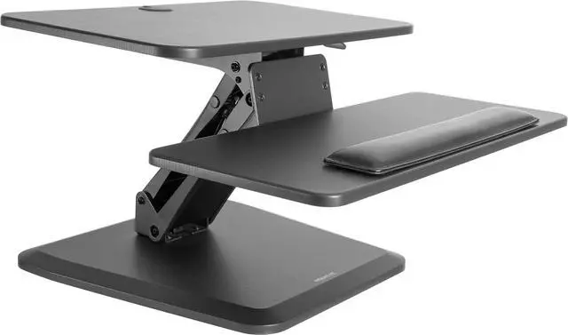 Alt view image 5 of 7 - Compact Standing Desk Converter, Tabletop Stand Up Riser, Height Adjusts from 5" to 17", Top Platform 23.6" Wide, Keyboard Tray 26.7", Gas Sp Small Topper Sit in Black by DT