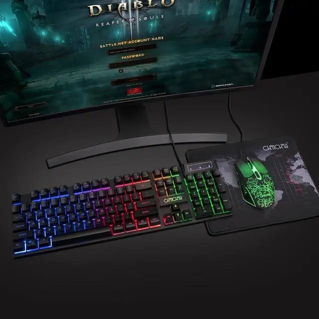 Alt view image 7 of 7 - CHONCHOW Gaming Keyboard and Mouse Led Backlit USB Wired with Light Up 104Key 3600DPI 2 Side Button Mouse Keyboard Mechanical Feeling Compatible with PC Mac OS Xbox Ps4 Ps5 with Mousepad