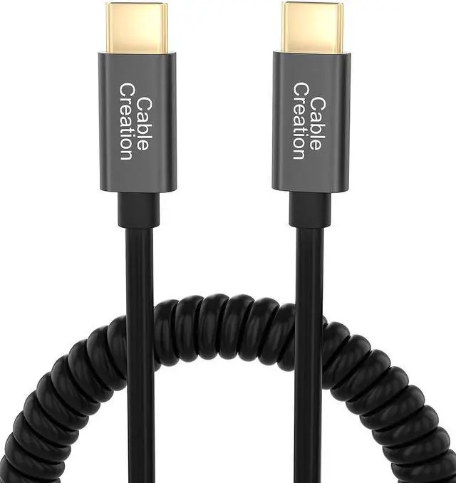 Main image of Coiled Cable 5FT USB C Cable 3A Fast Charging Coiled USB C to USB C with Premium Aluminum Shell Stretched 1.5-5 Feet for MacBook Pro Air Galaxy S21 S20 S10 etc