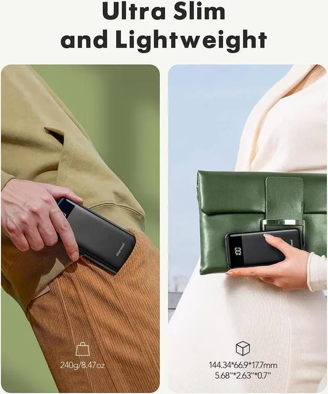 Alt view image 3 of 7 - 2 Packs Portable Chargers with Built in Cables, 2PCS Slim 10000mAh Travel Essentials Battery Pack 6 Outputs 3A Power Banks for iPhone Samsung Pixel LG Moto iPad