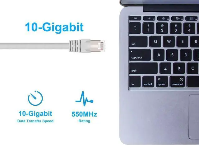Alt view image 4 of 5 - Monoprice Cat6A Ethernet Patch Cable - Network Internet Cord - RJ45, 550Mhz, STP, Pure Bare Copper Wire, 10G, 26AWG, 10ft, White