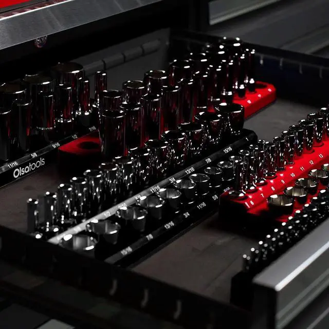 Alt view image 5 of 6 - Olsa Tools Magnetic Socket Organizer | 3 Piece Socket Holder Kit | 1/2-inch, 3/8-inch, & 1/4-inch Drive | SAE Black | Holds 68 Sockets | Professional Quality Tools Organizer