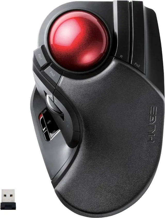 Main image of ELECOM HUGE Trackball, 2.4GHz Wireless USB, Index Finger Control, Customizable 8-Button, Large Soft Palm Rest, 52mm Ball, Windows PC Mac (M-HT1DRBK)