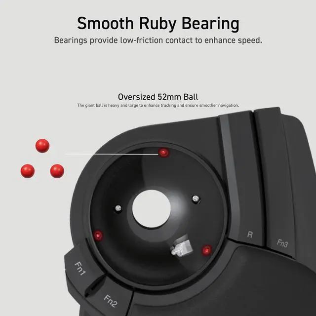 Alt view image 4 of 7 - ELECOM HUGE Trackball, 2.4GHz Wireless USB, Index Finger Control, Customizable 8-Button, Large Soft Palm Rest, 52mm Ball, Windows PC Mac (M-HT1DRBK)