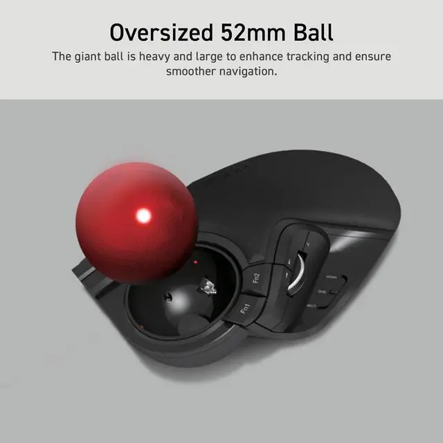 Alt view image 5 of 7 - ELECOM HUGE Trackball, 2.4GHz Wireless USB, Index Finger Control, Customizable 8-Button, Large Soft Palm Rest, 52mm Ball, Windows PC Mac (M-HT1DRBK)