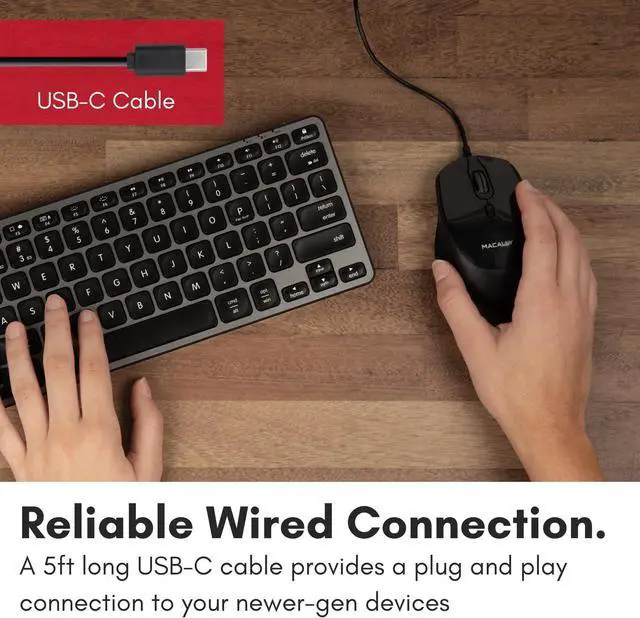 Alt view image 3 of 6 - Macally USB C Mouse Wired - Precise, Comfortable, and Quiet - Type C Mouse for Mac, MacBook Pro/Air, iMac, Apple iPad, Windows Computer PC, Laptop - USBC with 4 DPI Modes