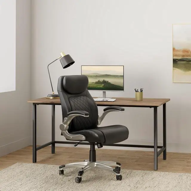 Alt view image 2 of 7 - Nouhaus +Posture Ergonomic PU Leather Office Chair. Click5 Lumbar Support with FlipAdjust Armrests. Modern Executive Chair and Computer Desk Chair (Black)