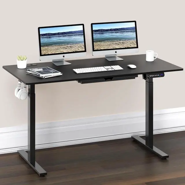 Alt view image 2 of 7 - SHW 55-Inch Large Electric Height Adjustable Standing Desk, 140 x 71 cm, Black
