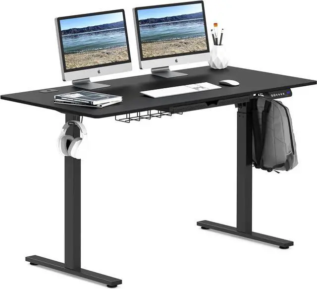 Main image of SHW 55-Inch Large Electric Height Adjustable Standing Desk, 140 x 71 cm, Black