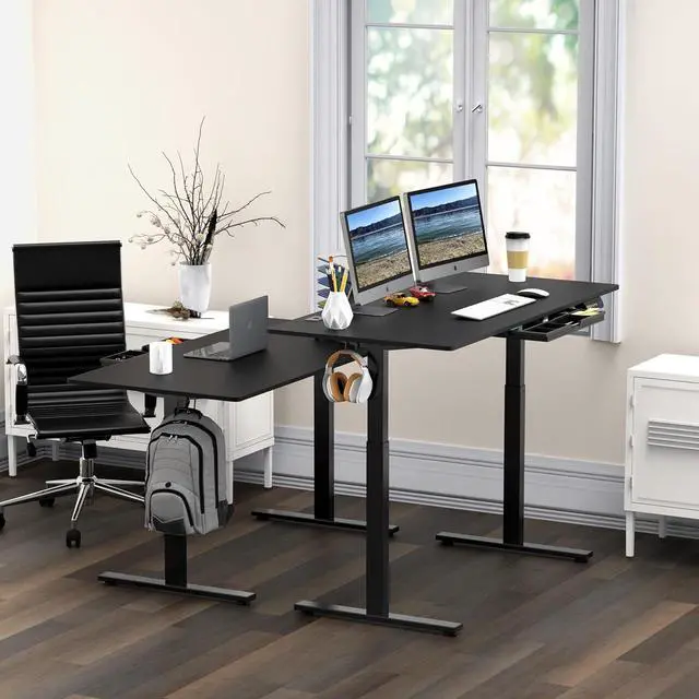 Alt view image 5 of 7 - SHW 55-Inch Large Electric Height Adjustable Standing Desk, 140 x 71 cm, Black