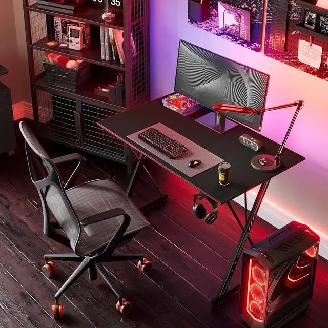 Alt view image 2 of 7 - CubiCubi Gaming Desk 32 Inch PC Computer Desk, Home Office Desk Table Gamer Workstation, Simple Game Table, Black
