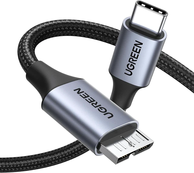 Main image of UGREEN 10 Gbps Micro B to USB C Hard Drive Cables USB C to Micro B, External Hard Drive Cable Compatible with MacBook Pro Air, iPad Tablet, iPhone 15, Galaxy S24, WD Seagate etc, 3FT