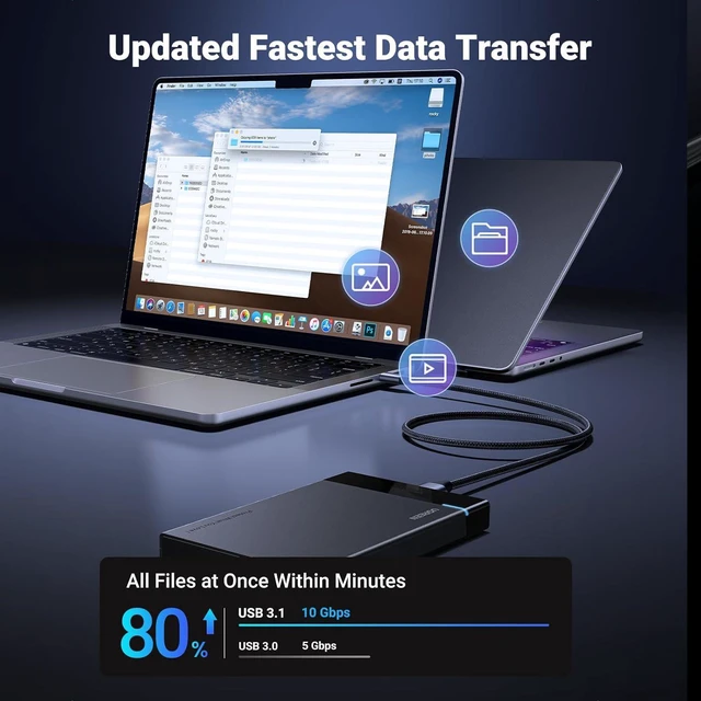 Alt view image 3 of 7 - UGREEN 10 Gbps Micro B to USB C Hard Drive Cables USB C to Micro B, External Hard Drive Cable Compatible with MacBook Pro Air, iPad Tablet, iPhone 15, Galaxy S24, WD Seagate etc, 3FT