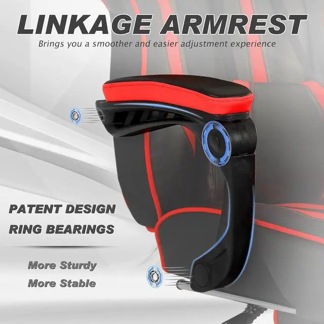 Alt view image 7 of 7 - Vonesse Gaming Chair with Footrest Gaming Computer Chair with Massage Recliner Computer Chair High Back Gaming Reclining Chair Racing Gamer Chair Big and Tall Gaming Chairs for Adults (Red/Black