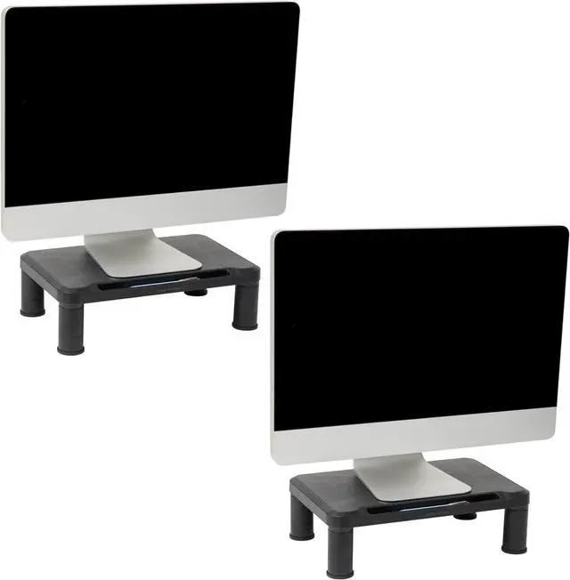Main image of Mind Reader Monitor Stand, Set of 2, Height Adjustable, Laptop, Computer, Riser, Office, 14.5"L x 10.5"W x 5.25"H, Black