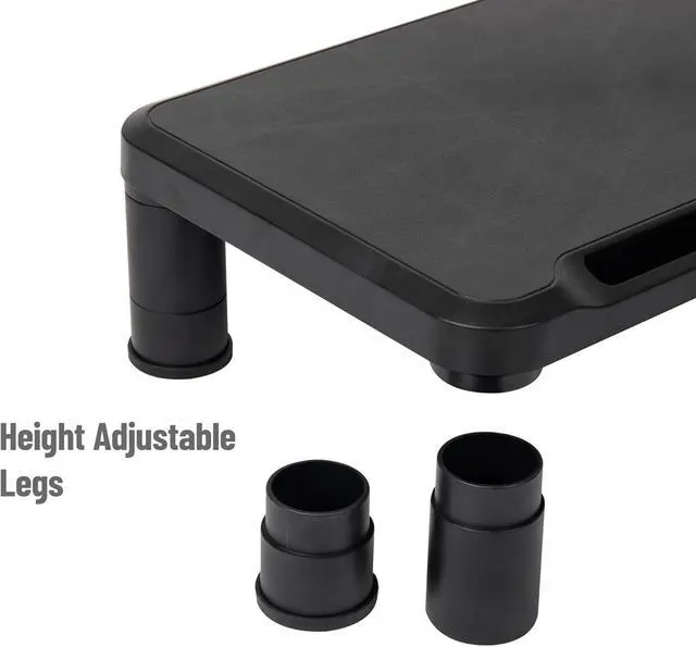 Alt view image 4 of 7 - Mind Reader Monitor Stand, Set of 2, Height Adjustable, Laptop, Computer, Riser, Office, 14.5"L x 10.5"W x 5.25"H, Black