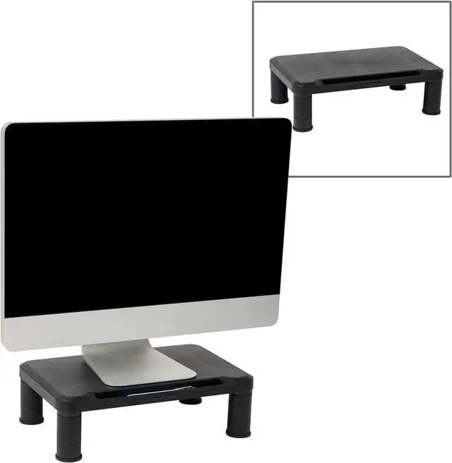 Alt view image 7 of 7 - Mind Reader Monitor Stand, Set of 2, Height Adjustable, Laptop, Computer, Riser, Office, 14.5"L x 10.5"W x 5.25"H, Black