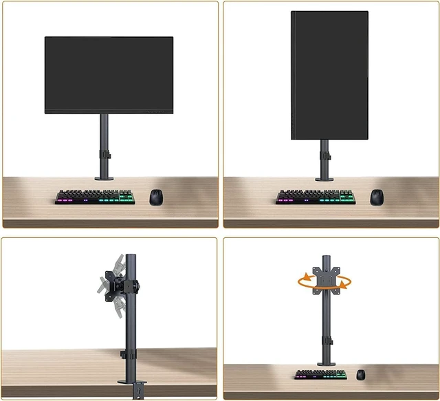 Alt view image 5 of 7 - Bracwiser Single Fully Adjustable Monitor Arm Stand Mount Fits One Screen 13-32 inch 22lbs for Monitor Computer Screen 13 15 17 19 20 22 23 24 26 27 30 32 inch VESA 75 100 (MD7401)