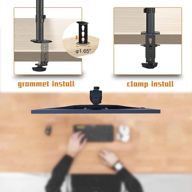 Alt view image 6 of 7 - Bracwiser Single Fully Adjustable Monitor Arm Stand Mount Fits One Screen 13-32 inch 22lbs for Monitor Computer Screen 13 15 17 19 20 22 23 24 26 27 30 32 inch VESA 75 100 (MD7401)