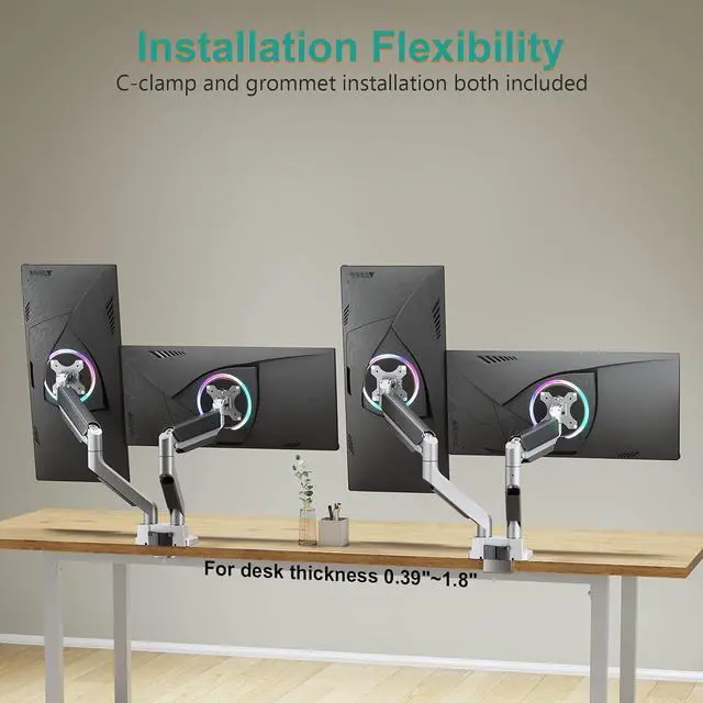 Alt view image 6 of 7 - WALI Dual Monitor Mount, Monitor Arms for 2 Monitors, Fully Adjustable Gas Spring, with 2 Easily Accessible USB 3.0 Ports for Display Up to 35 Inch, 33lbs, (GSMU002), Silver