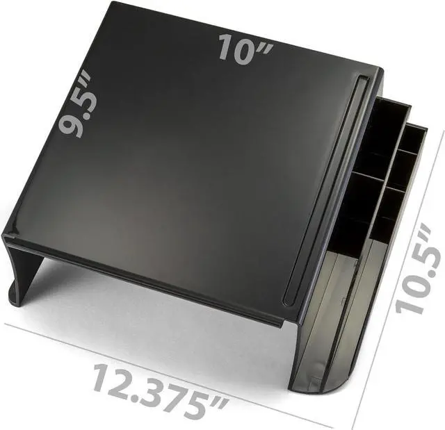 Alt view image 6 of 7 - Officemate Telephone Stand, Laptop Stand, Black Plastic Computer Riser, Laptops Elevator for Desk, 12.5 x 10 .125 x 5.25 Inches, Black (21522)