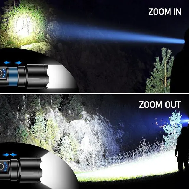 Alt view image 3 of 7 - Rechargeable Flashlight High Lumens Super Bright LED Powerful Tactical Torch - 5 Light Modes Zoomable Long Lasting Waterproof Handheld Flash Light for Emergency Camping Hiking