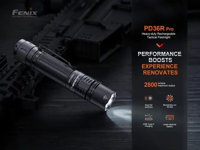 Alt view image 2 of 7 - PD36R Pro 2800 Lumen USB Rechargeable LED Tactical Flashlight with EdisonBright Charging Cable Carry case Bundle